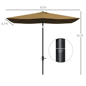 Ombrellone Rettangolare da Esterno 6.6 x 10 piedi per Patio, con Manovella e Pulsante di Inclinazione, Realizzato in Poliestere Resistente per Cortile - Product Image 3