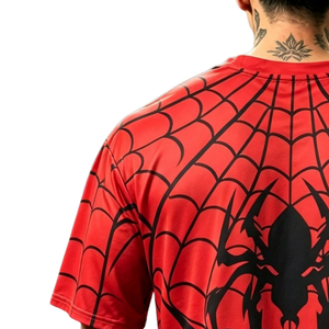 เสื้อยืดเจอร์ซีย์ลายใยแมงมุมสีแดงสำหรับผู้ชาย แขนสั้น คอกลม พิมพ์ลาย สไตล์ลำลอง สตรีทแวร์ ทรงหลวม ผลิตจากโพลีเอสเตอร์ 100% แห้งเร็ว - Product Image 5