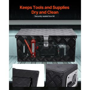 Boîte à outils robuste en aluminium pour benne de camion avec poignée latérale rayée, serrure et rangement pour clés - Product Image 2