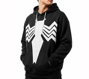 Sweat-shirt à capuche de luxe noir pour homme, coupe oversize, en coton épais, style streetwear hiver, chaud et tendance - Product Image 4
