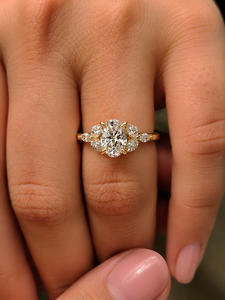Unique Floral Pear Engagement Rings 18K <b>Solid</b> Gold 1.00 Ct Oval Cut Marquise Lab Grown Diamond Rings IGI Certified Factory Price - Product Image 2