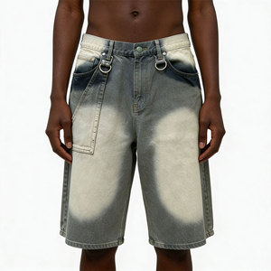 Men's Relaxed Fit Distressed Denim Shorts Sun Faded Washed Knee-Length Streetwear Fashion Denim Shorts For Men - Product Image 5