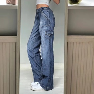 Pantalones Vaqueros Anchos para Mujer, Estilo Vintage, con Bolsillos, OEM ODM, Ropa Urbana - Product Image 5