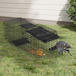 Trappola Pieghevole Nera Resistente da 32 Pollici per Procioni e Gatti, Gabbia Umana per Animali Vivi con Maniglia - Product Image 3