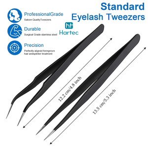 Ergonomic Lightweight Wholesale Rate Custom Branding Black Color Eyelash Tweezers Durable Anti-Static Beauty Tools For Salon - Product Image 6