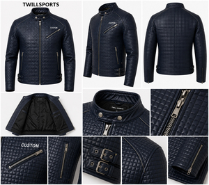 Veste en cuir pour homme, automne-hiver, veste tendance pour homme, couleur unie, fermeture éclair, veste en cuir matelassée décontractée pour homme - Product Image 5