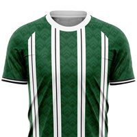 Maillot de football sublimé vert rayé pour homme, manches courtes, col rond, anti-humidité, toutes saisons, tenue d'équipe