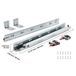 Guide per cassetti da 21 pollici in acciaio rinforzato con cuscinetti a sfera, chiusura ammortizzata e silenziosa, montaggio laterale inferiore, 6 paia GUI - Product Image 6