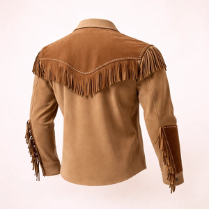Camisa Western de Ante Marrón Vintage para Hombre con Flecos, Diseño Clásico Vaquero con Borlas y Tacto de Cuero Suave Premium - Product Image 2