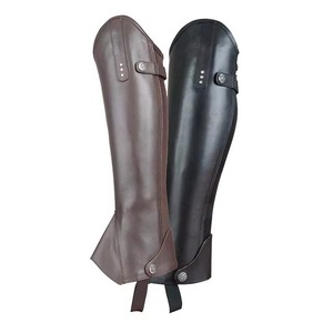 High Quality Leather Horse Riding <b>Chaps</b> Adjustable Equestrian <b>Half</b> <b>Chaps</b> Professional Outdoor Horseback Riding Leg Guards - Product Image 5