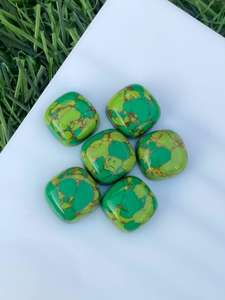 5 cabujones de turquesa Mojave verde, piedras preciosas con forma de cojín, piedra suelta natural para la fabricación de joyas - Product Image 3