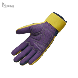 Custom High-Vis General Purpose Safety Work Gloves Dual Tone Grey Leather Backhand Armor Textured Foam Padded Palm Anti-Slip - Product Image 3