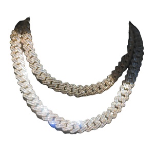 Alta calidad 15mm Moissanite cadena de eslabones cubanos 18KT oro sólido Bling Hip Hop collar de doble fila joyería de lujo para hombres - Product Image 1