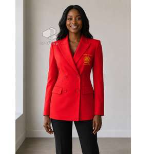NSPDK Sorority Women's Double Breasted Blazer Red Embroidered Peak Lapel Tailored Formal Business Office <b>Suit</b> Jacket - Product Image 5