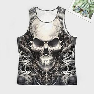 Men's Eco-Friendly Gothic <b>Skull</b> Sublimation Print Breathable Polyester Spandex Sleeveless O-Neck Knitted Tank <b>Top</b> for Workout - Product Image 3