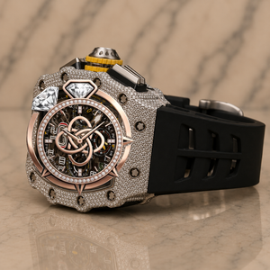 Montre de luxe à cadran rond en moissanite pour homme, bracelet entièrement serti de diamants - Product Image 2