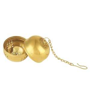Golden Metal <b>Tea</b> <b>Infuser</b> Ball Reusable Strainer with Chain and Hook for Loose Leaf <b>Tea</b> - Product Image 2