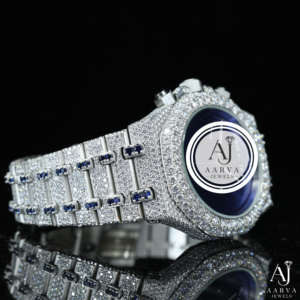 AARVA JEWELS นาฬิกาข้อมือผู้ชายสุดหรู 40 มม. สแตนเลสสตีล โครโนกราฟ คริสตัลแซฟไฟร์สีน้ำเงิน ตัวล็อคแบบซ่อน 3BAR กันน้ำ - Product Image 3