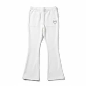 Pantalon évasé long en molleton à taille basse élastique personnalisé pour femme, coupe ample, en tricot côtelé, style bootcut, pour yoga et danse, couleur unie - Product Image 1
