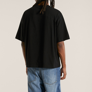 300gsm Thick Cotton Oversized Heavyweight T Shirt Custom Logo Streetwear Men Mock Neck Tee Boxy Blank Printed <b>Tshirts</b> for Men - Product Image 2