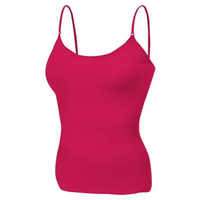 Tank Top Wanita Tanpa Jahitan 4-Pak Warna Solid Katun Spandex Rajutan Pakaian Kasual Putih Abu-abu Biru Hijau