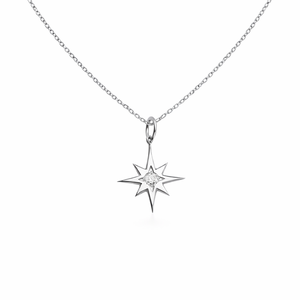 Collier pendentif étoile du Nord céleste en or jaune 14 carats avec diamant, collier élégant en forme d'étoile, cadeau raffiné pour elle - Product Image 4