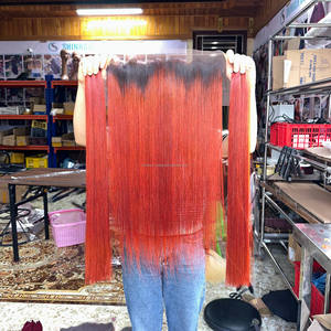 Extensions de cheveux humains vierges vietnamiens, lisses et raides, double trame, orange brûlé, cuticules alignées, cheveux vierges, 30 pouces - Product Image 1