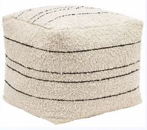 Puf Decorativo Minimalista con Patrón de Follaje, Hecho a Mano con Cuerda de Algodón y Bambú, Relleno de Bolas de PU, Móvil, para Dormitorio o Sala de Estar, FSS - Product Image 2