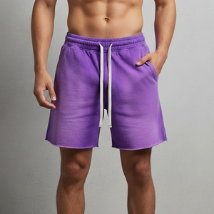 High Quality Solid Fashionable Sun Fade Wash Breathable Eco-Friendly Gym Shorts Man Quick Dry <b>Elastic</b> Waist Summer sweat shorts - Product Image 5