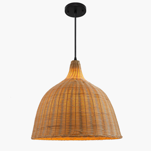 Lámpara Colgante Tejida a Mano de Ratán Natural de Alta Calidad con Base de Hierro, Bombilla E27 de 3500K Blanco Cálido, Decoración para Hogar y Hotel - Product Image 5