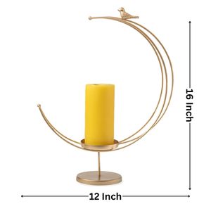 Premium Moon Shaped Golden Candle Holder Stand Metal <b>Tealight</b> and Hurricane Candle Stand for Table Centerpiece - Product Image 1