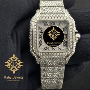นาฬิกาข้อมือ Pahal Jewels Luxury Square Automatic ขนาด 36 มม. ระบบจักรกล สำหรับทั้งชายและหญิง หน้าปัดประดับเพชร ตัวเลขโรมัน - Product Image 1