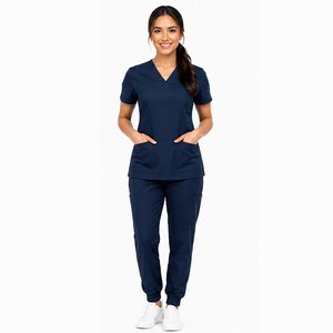 Uniforme Médico para Mujer al por Mayor, Traje de Enfermería, Tela Suave y Elástica, Cuello en V, Conjunto de Ropa de Trabajo para Hospital y Clínica - Product Image 1