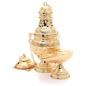 Encensoir créatif en laiton fait main avec couvercle à chaîne, décoratif religieux, style indien, pour usage en église toute l'année - Product Image 1