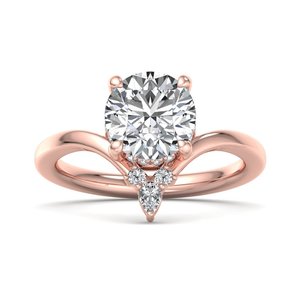 Anillo de fiesta de plata con moissanita de forma redonda y diseño de corona delicada, con base de racimo puntiaguda y moderna. - Product Image 1
