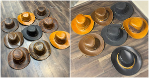 Nuevo Sombrero Vaquero Rústico de Cuero Genuino Marrón Desgastado con Banda Trenzada y Estilo Occidental para Aventuras al Aire Libre - Product Image 6