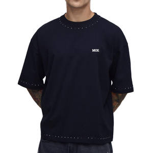 เสื้อยืดผู้ชายผ้าคอตตอนหนา แต่งขอบด้วยหมุด งานพรีเมียม รับทำโลโก้ตามสั่ง ขายส่ง ผลิตจำนวนมากแบบ OEM - Product Image 1