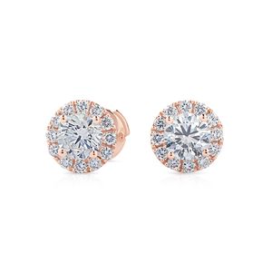 Women's 14K Gold Lab Grown Diamond Halo Stud <b>Earrings</b> 1.4 CT White D Color Brilliant Cut IGI Certified Rhodium Plated Luxury - Product Image 5