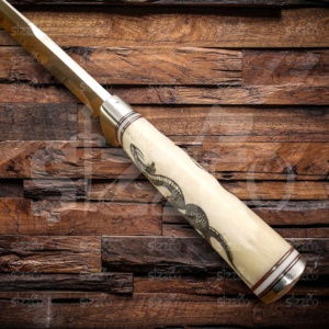 Couteau de chasse Bowie OEM personnalisé, fait main, avec manche sculpté en forme de serpent, gravé, 14 pouces, en acier D2, pointe clip, avec étui en cuir - Product Image 5