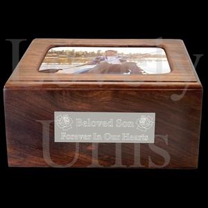 Urna de madera para memoriales con ventana para foto, en 2 tamaños, para adultos medianos, contenedor para cenizas. - Product Image 4