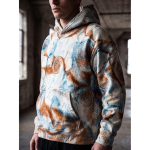 Sweat à capuche tie-dye pour homme, coupe oversize, streetwear décontracté, molleton de coton, manches longues, logo personnalisé OEM ODM - Product Image 3