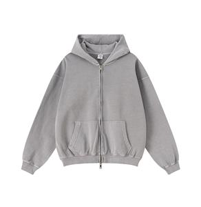 Men's <b>Zip</b>-Up <b>Hoodie</b> Black Casual Streetwear <b>Pocket</b> Regular Fit Fleece 100% Cotton Eco-Friendly Winter Wear Long 260g - Product Image 6