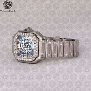 Charm Jewells Montre pour homme en acier inoxydable, boîtier de 40 mm, accents de diamants, analogique, mécanique, résistante à l'eau 10 bars, date automatique, luxe - Product Image 3