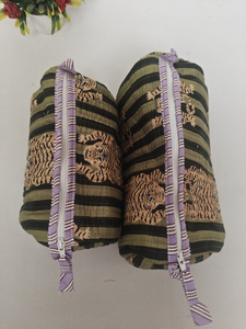 Tiger Green Stripe Block Printed Durable Cotton Zipper <b>Makeup</b> <b>Case</b> Indian Pouches Travel Cosmetic Practical - Product Image 2