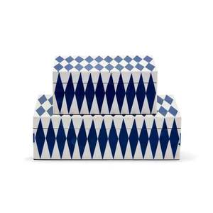 Caja de Almacenamiento de Joyas Moderna y Lujosa con Incrustaciones de Resina Azul y Blanca, Dimensiones de 40x40x25cm y Capacidad de 6-10L para Sala de Estar - Product Image 1