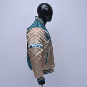 Premium Quality Men's <b>Quilted</b> Varsity <b>Jacket</b> Satin Animal/Leopard <b>Pattern</b> Jax Dolphin Logo Front Button Closure Casual Winter - Product Image 6