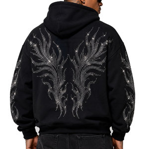 Sudadera con Capucha para Hombre, Diseño Casual con Pedrería, Logotipo Personalizado en la Parte Delantera, 100% Algodón, Felpa, Talla Grande, Precio Económico - Product Image 2