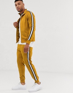 Conjunto Deportivo para Hombre Color Mostaza, Sudadera con Cremallera de Manga Larga, Bolsillos Laterales, Ropa Deportiva Informal, Transpirable, con Capucha, Corte Regular - Product Image 1