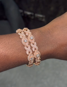 Bracelets manchette classiques personnalisables en moissanite plaqué or rose, sertis clos taille brillant, pour femmes, usage quotidien - Product Image 3