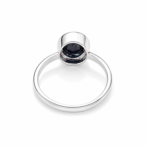 Bague en saphir bleu naturel en argent sterling 925 avec placage rhodium et sertissage à griffes pour mariage et anniversaire - Product Image 3